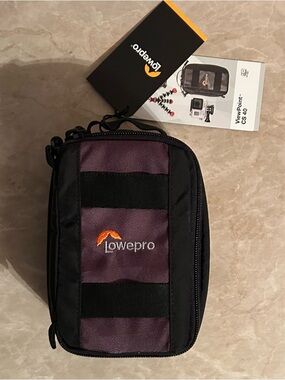 Purple and Black Compact Camera Pouch